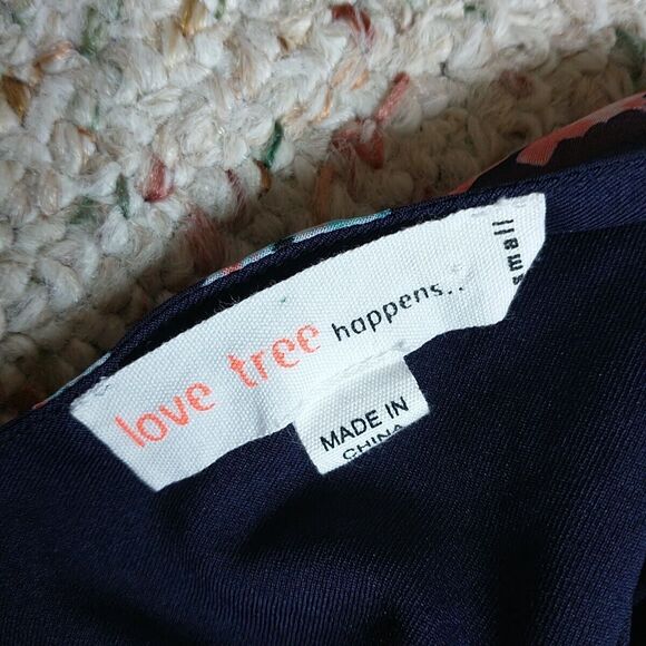 Love Tree Mini Dress S Blue Floral Faux Wrap Elastic Waist Lined CottagecoreBoho - Picture 7 of 10